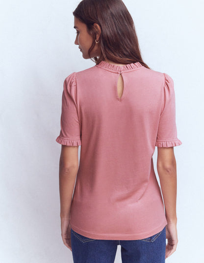 Supersoft Frill Detail T-shirt-Vintage Rose-3