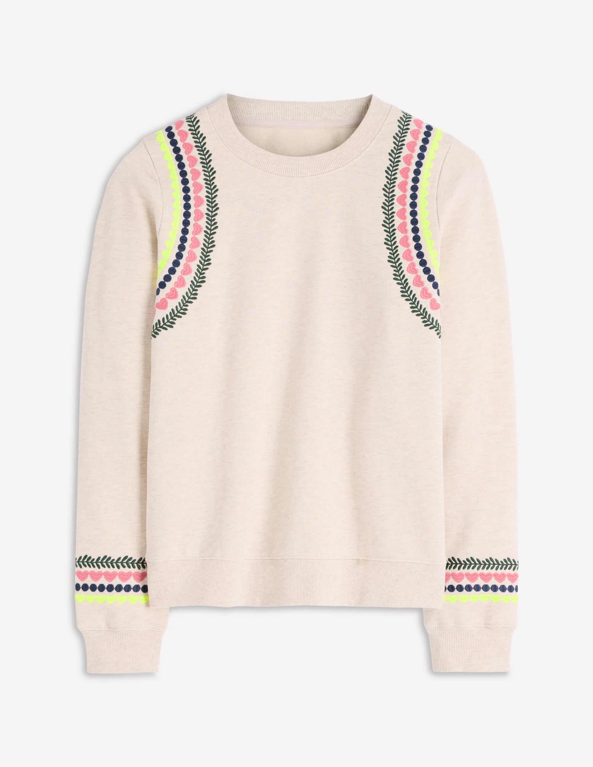 Hannah Embroidered Sweatshirt-Oatmeal Melange Embroidery | Boden USA
