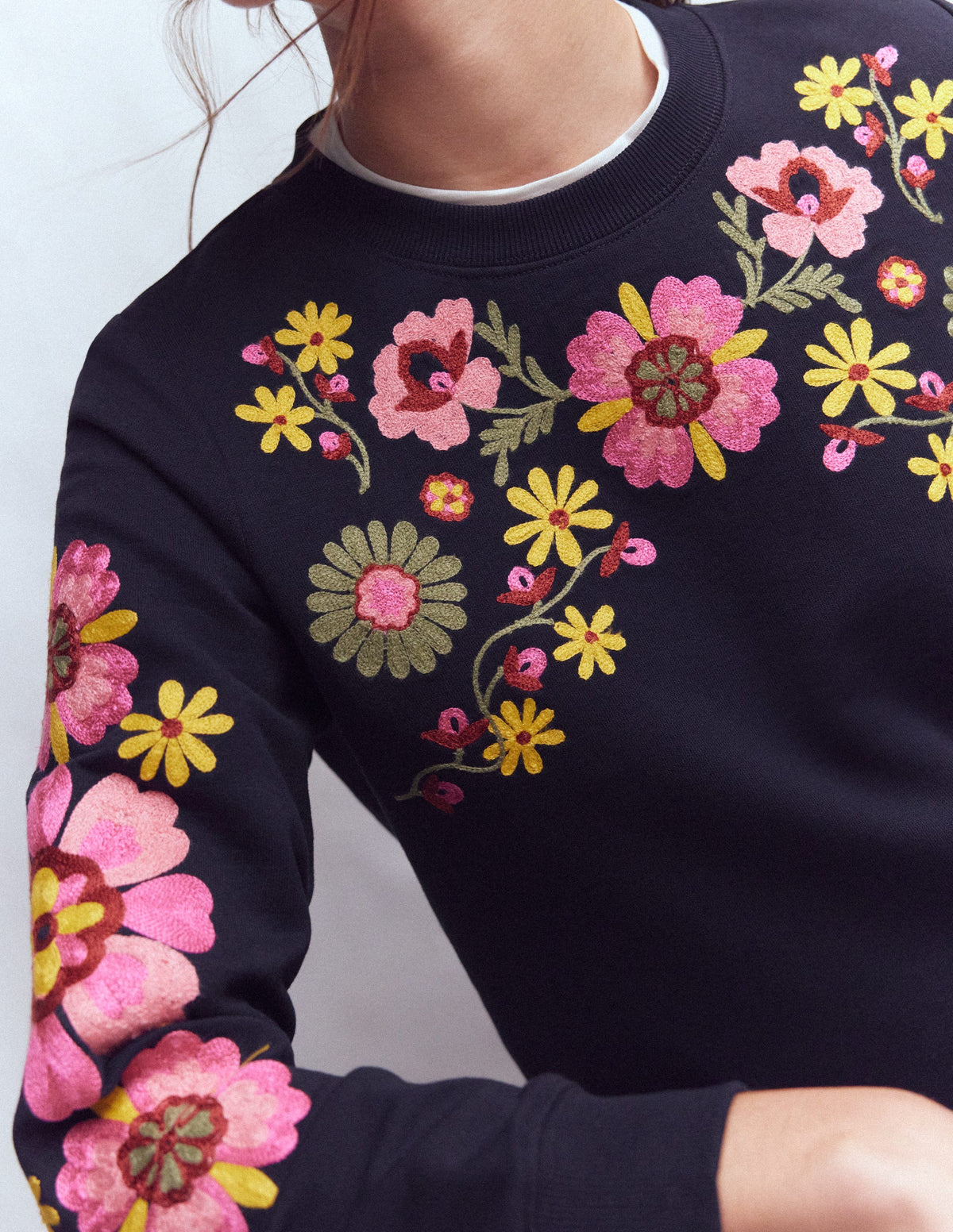 Hannah Embroidered Sweatshirt-Navy Multi Embroidery - Image 2