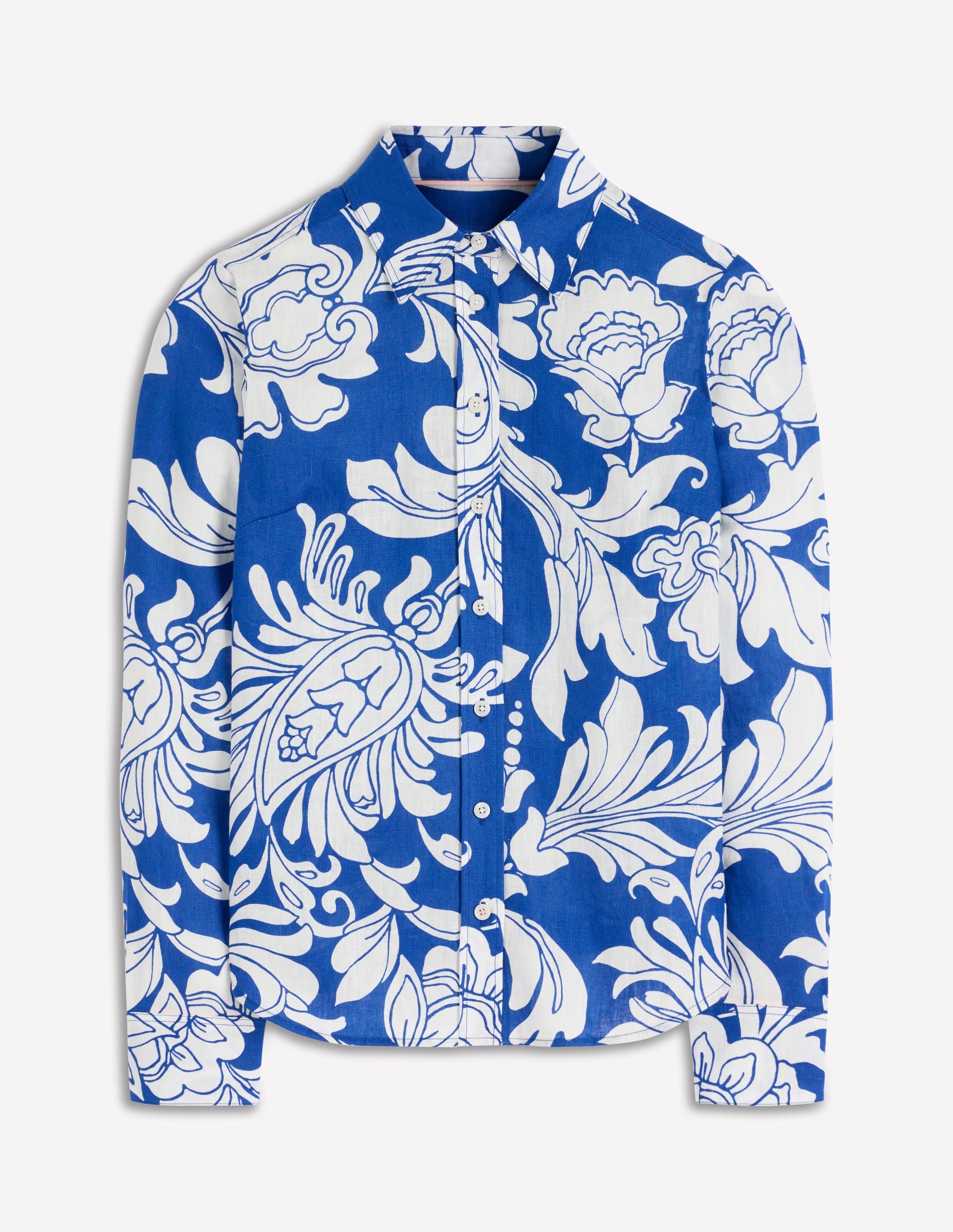 Sienna Linen Shirt-Blue, Botanical Flourish - Image 5