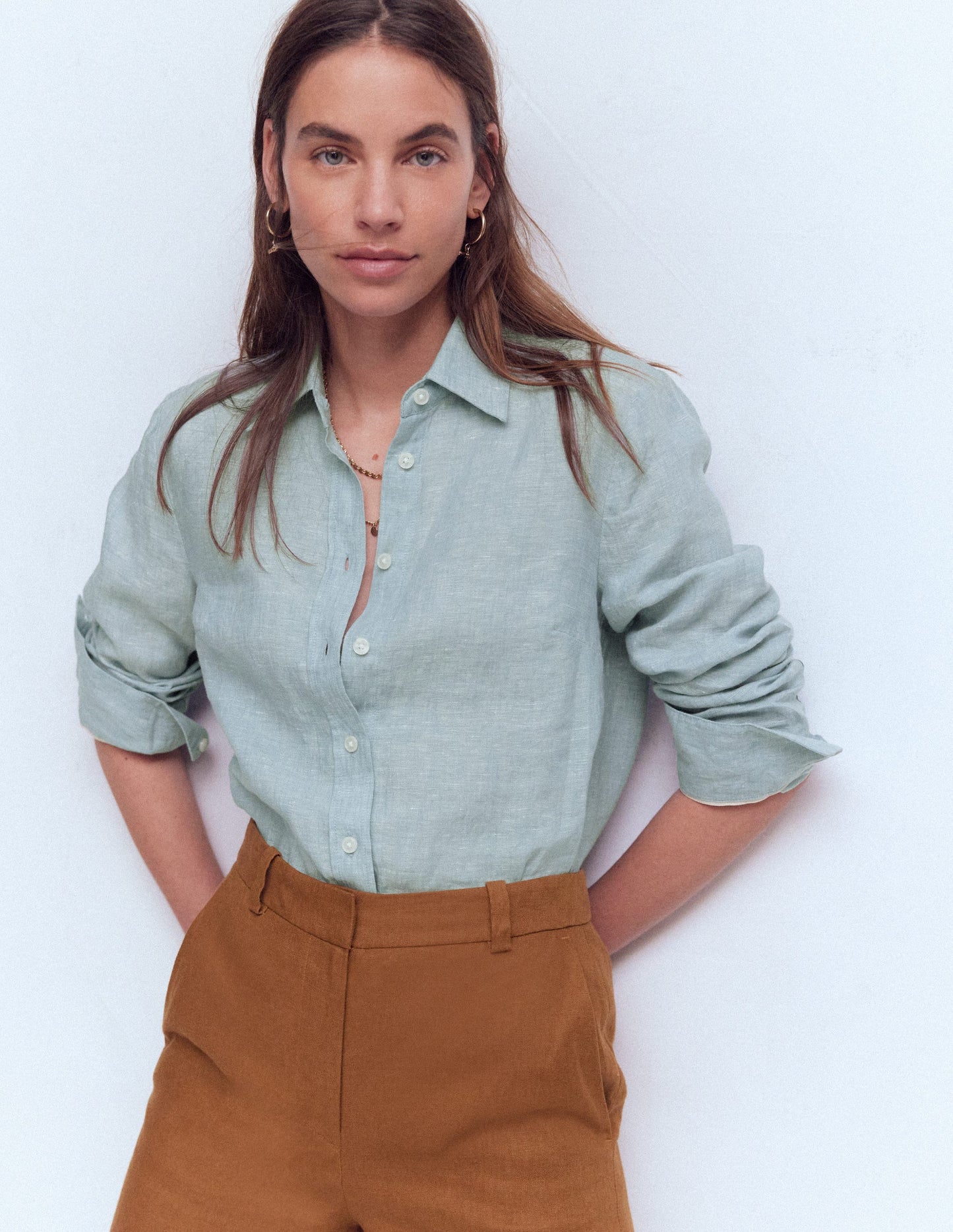 Sienna Linen Shirt-Tourmaline Chambray
