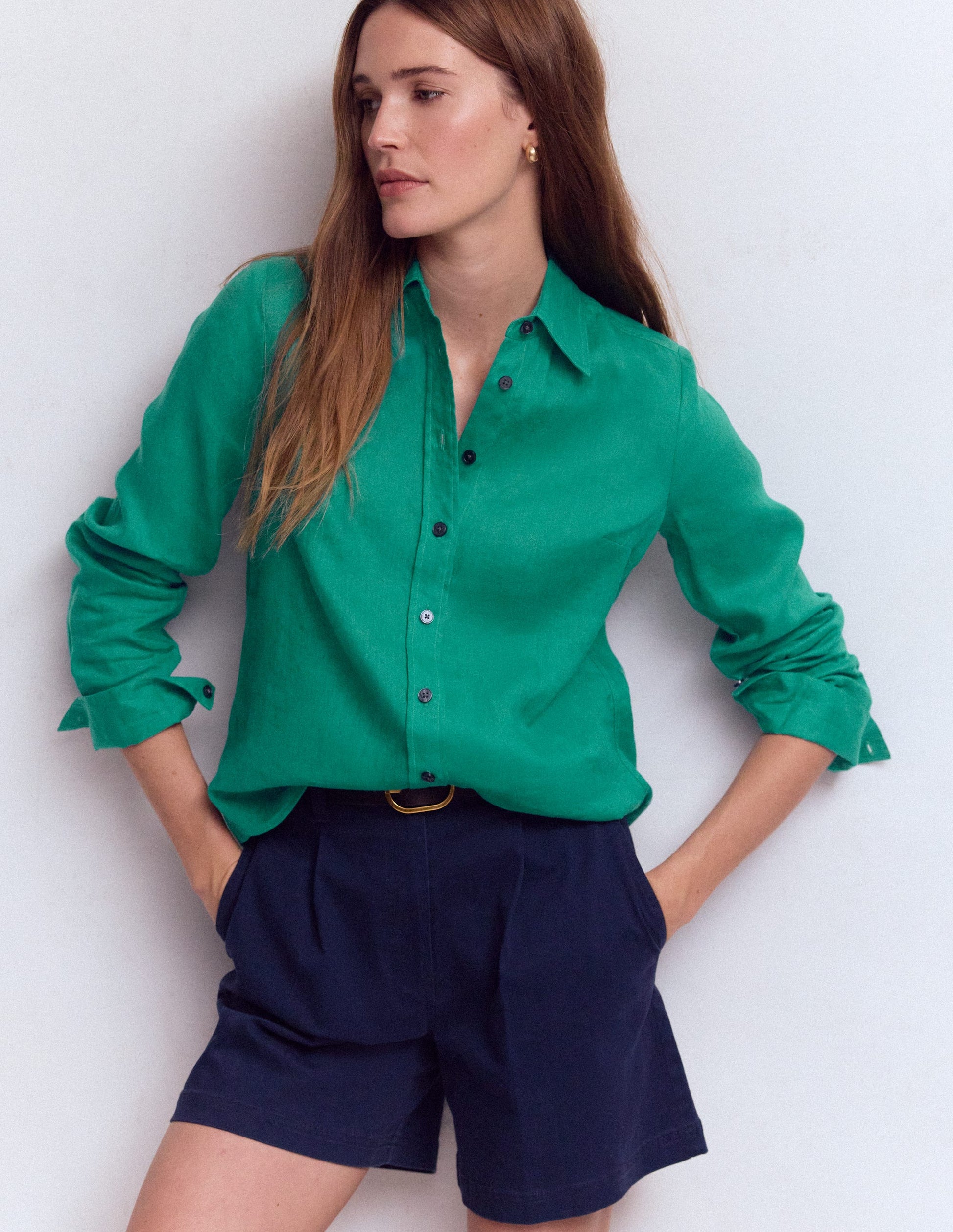 Boden Women's Sienna Linen Shirt in Green