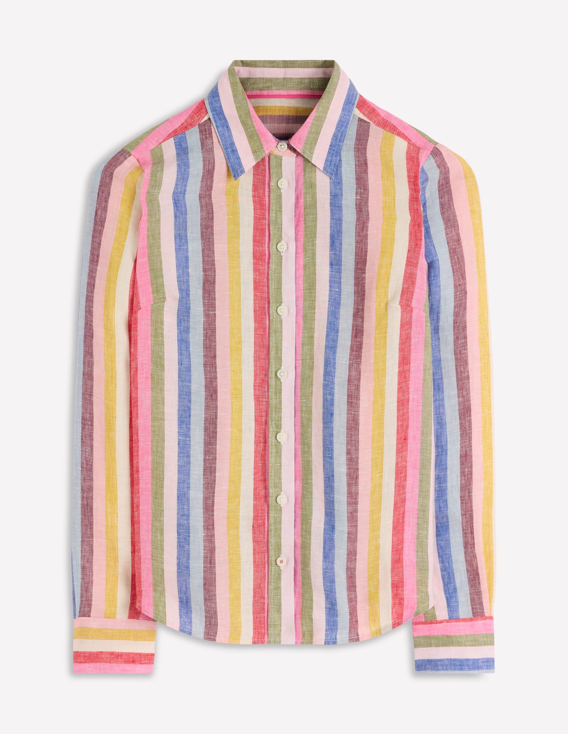 Sienna Linen Shirt-Pink, Green, Purple Multi-6
