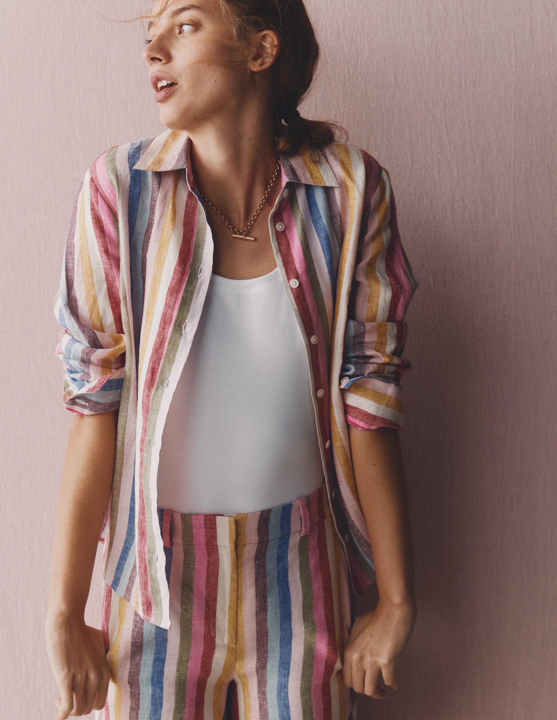 Sienna Linen Shirt-Pink, Green, Purple Multi-5