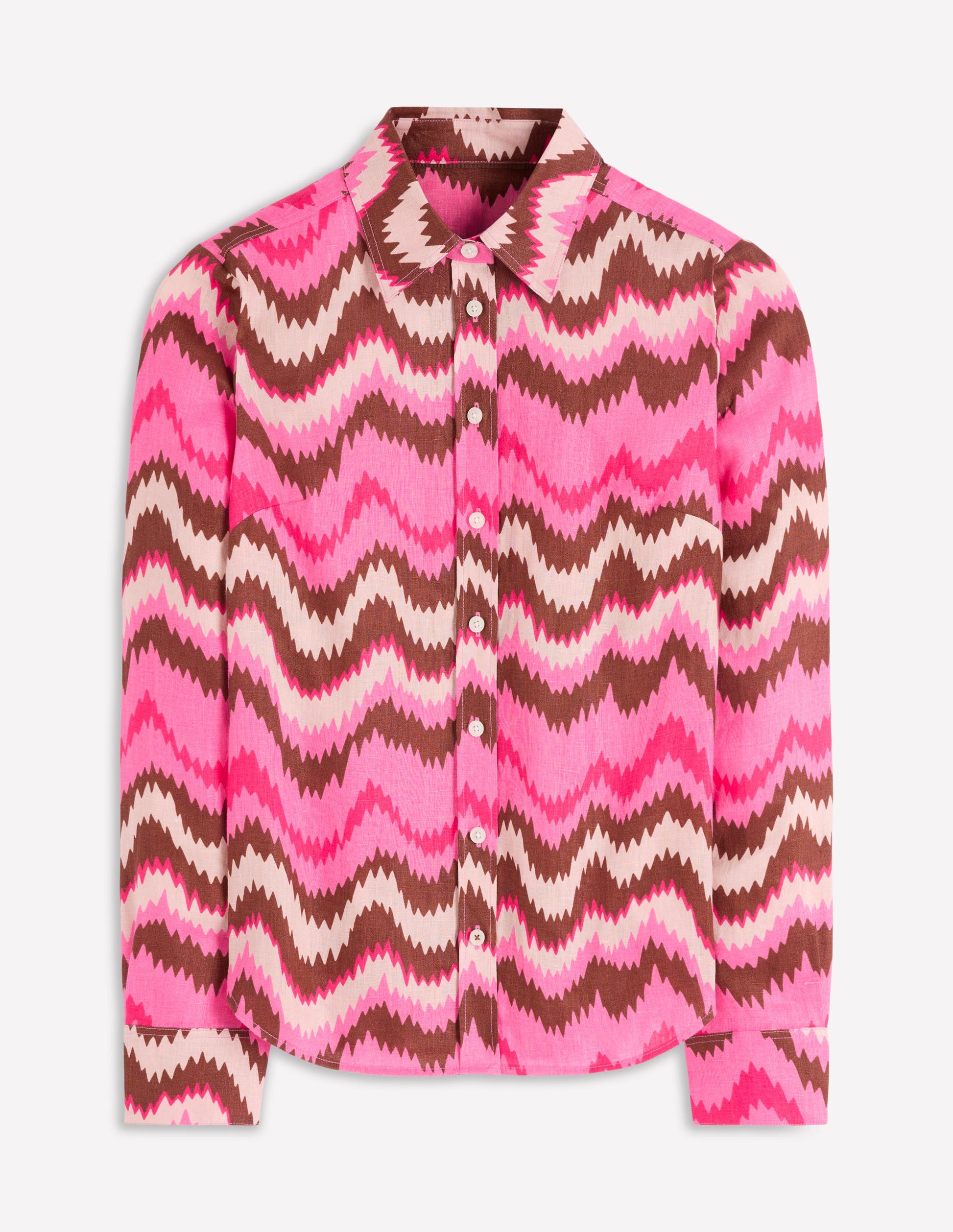 Sienna Linen Shirt-Pink Punch, Ikat-6