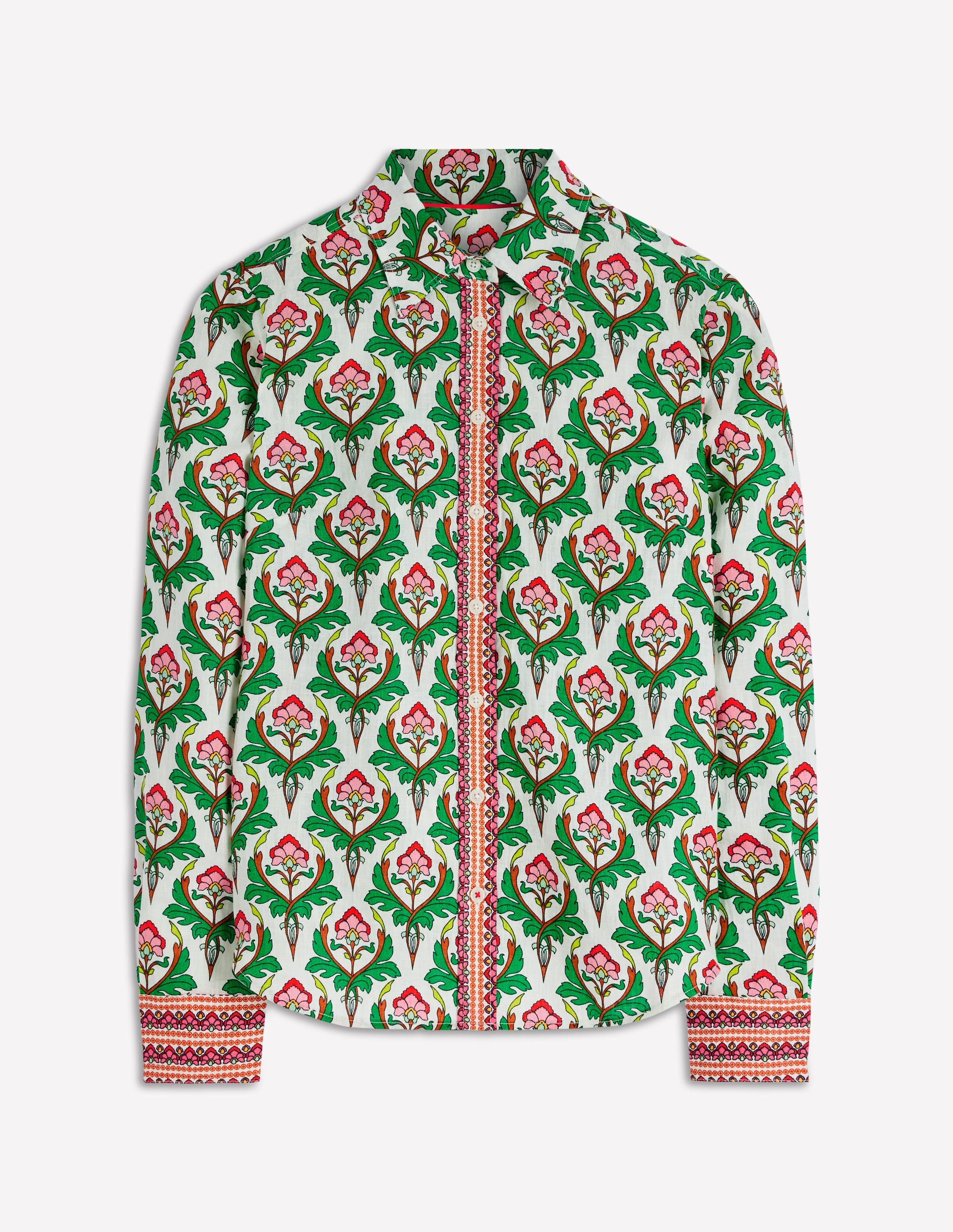 Sienna Linen Shirt-Multi, Ornamental Stamp - Image 6