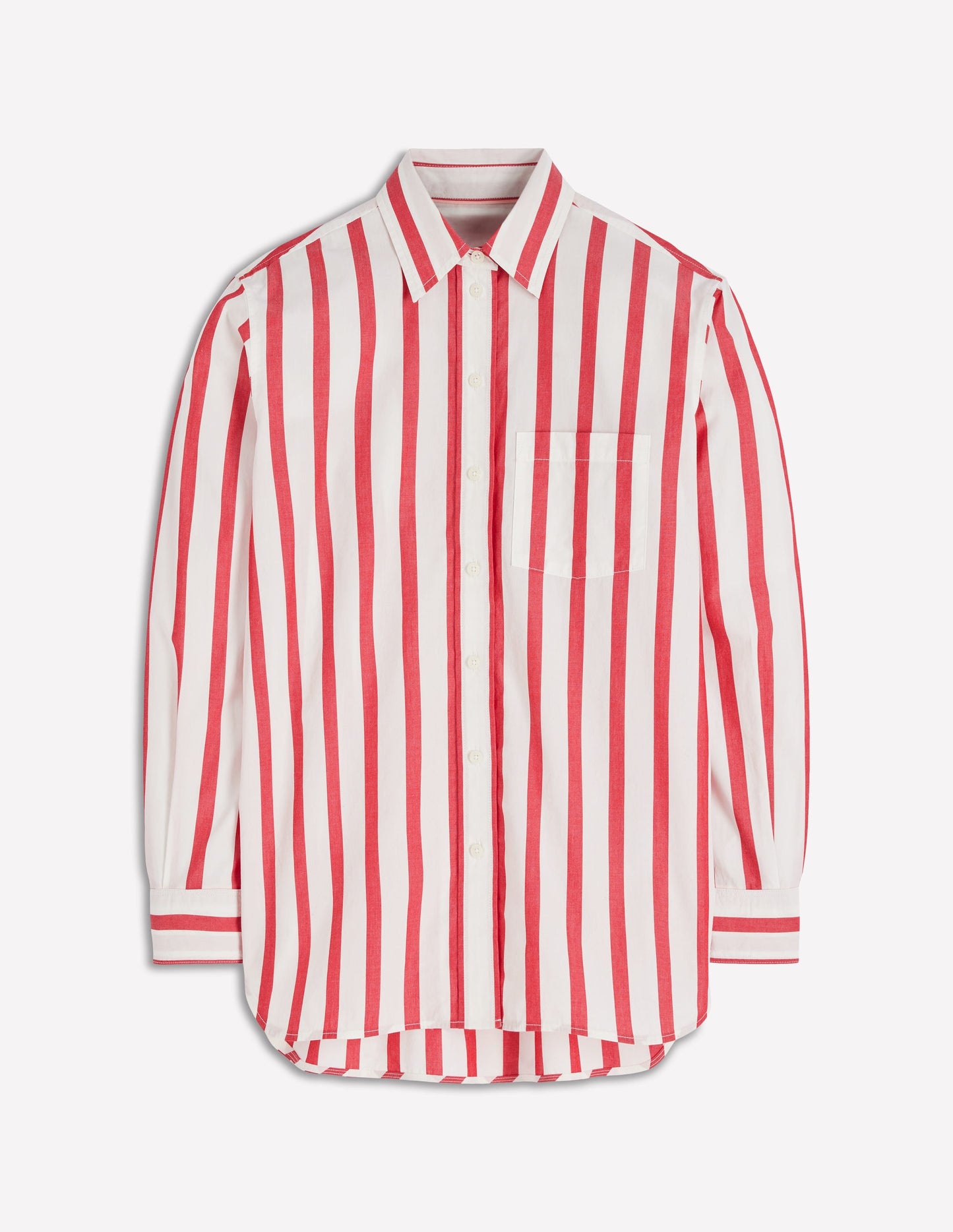 Sadie Relaxed Cotton Shirt-Ivory and Salsa Stripe