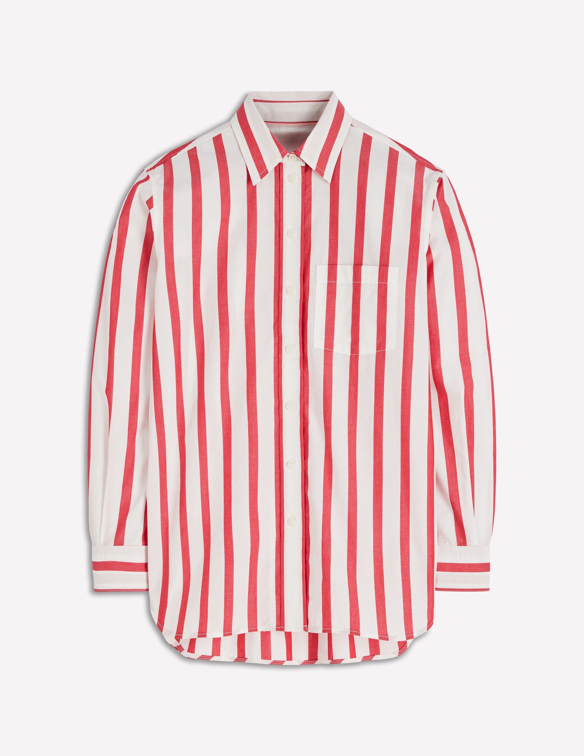 Sadie Relaxed Cotton Shirt-Ivory and Salsa Stripe - Image 6