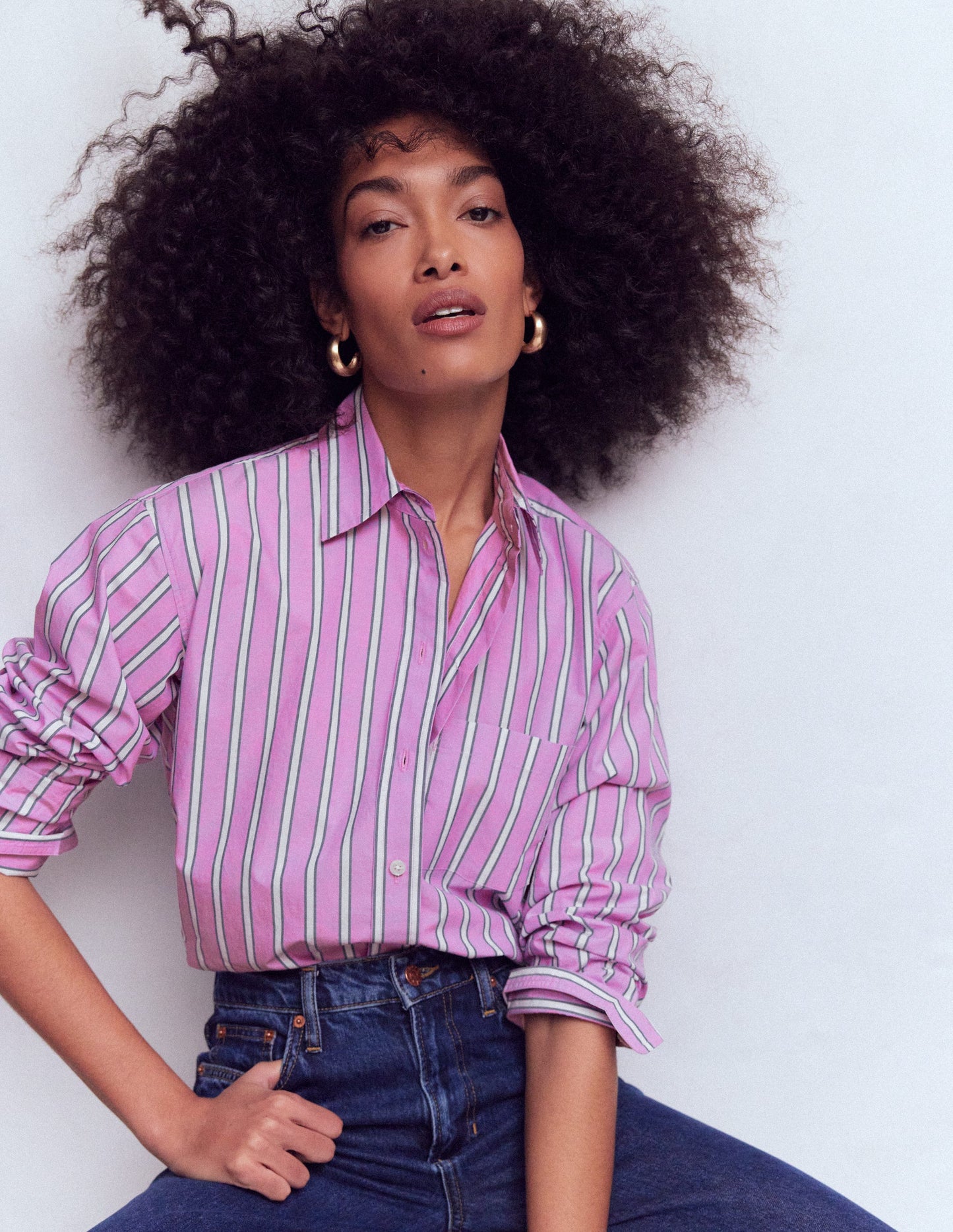 Sadie Relaxed Cotton Shirt-Multi Stripe