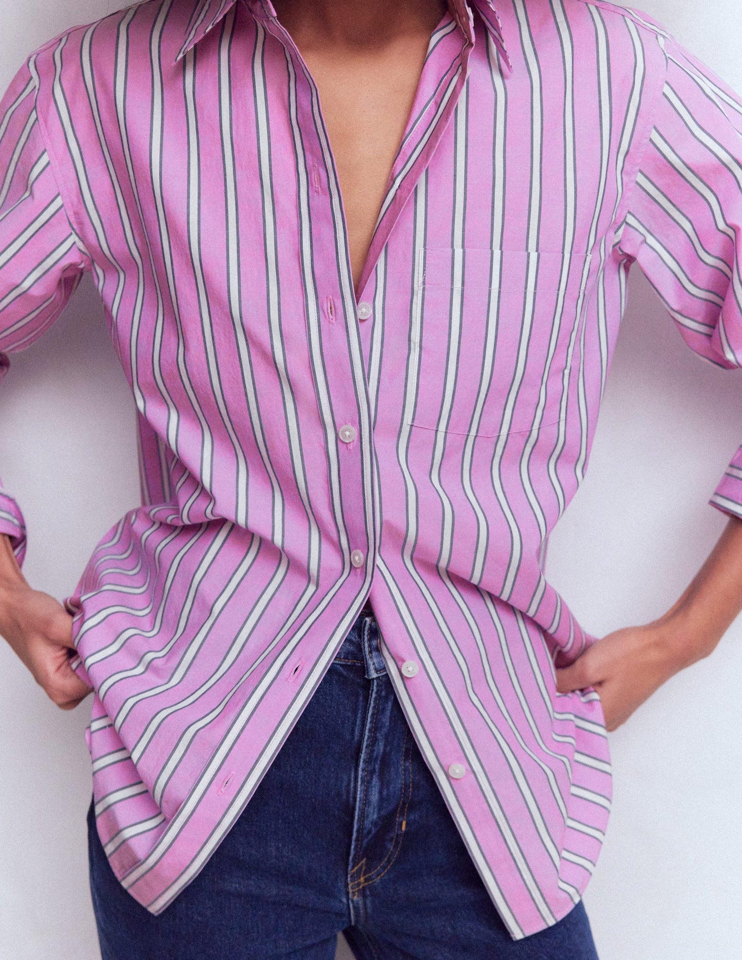 Sadie Relaxed Cotton Shirt-Multi Stripe