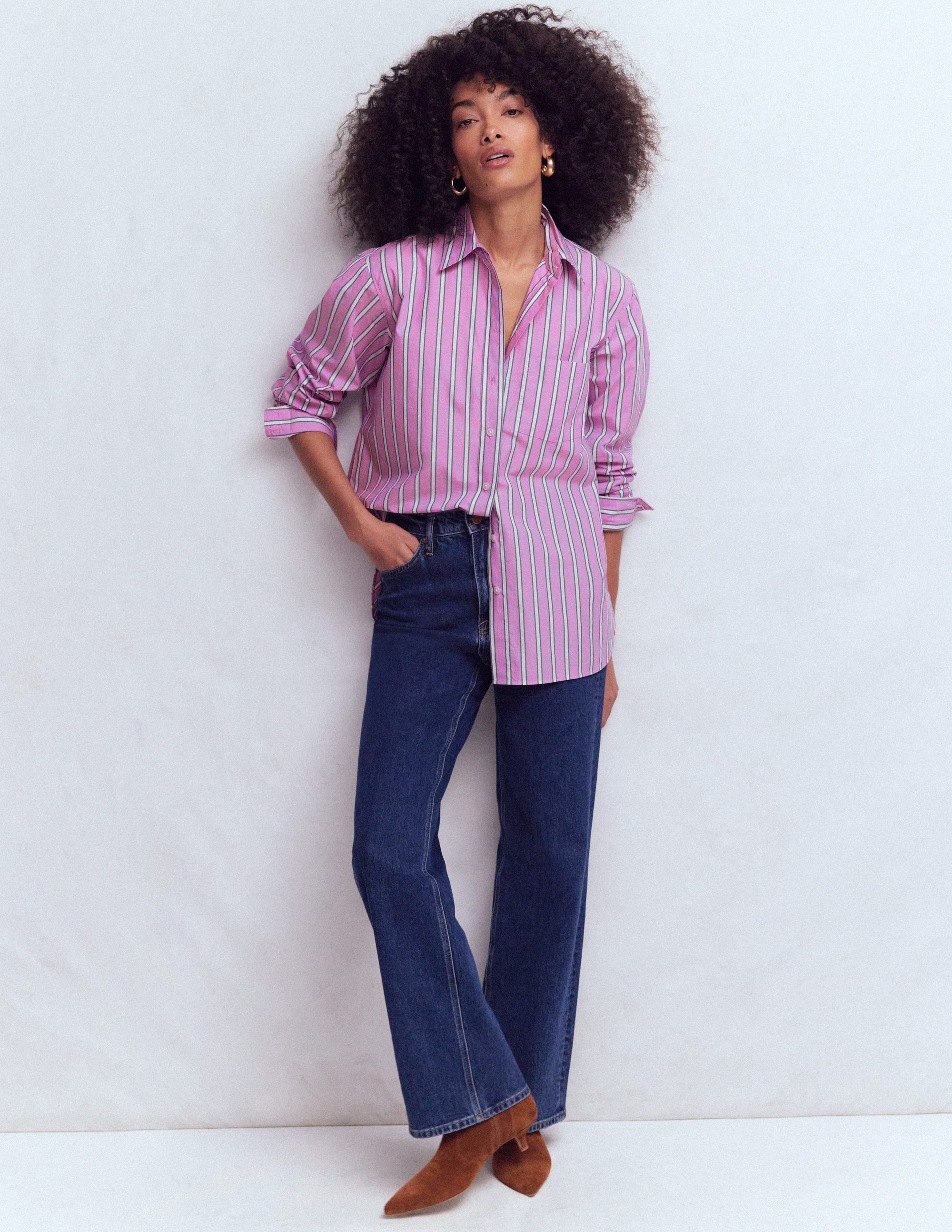 Sadie Relaxed Cotton Shirt-Multi Stripe - Image 4
