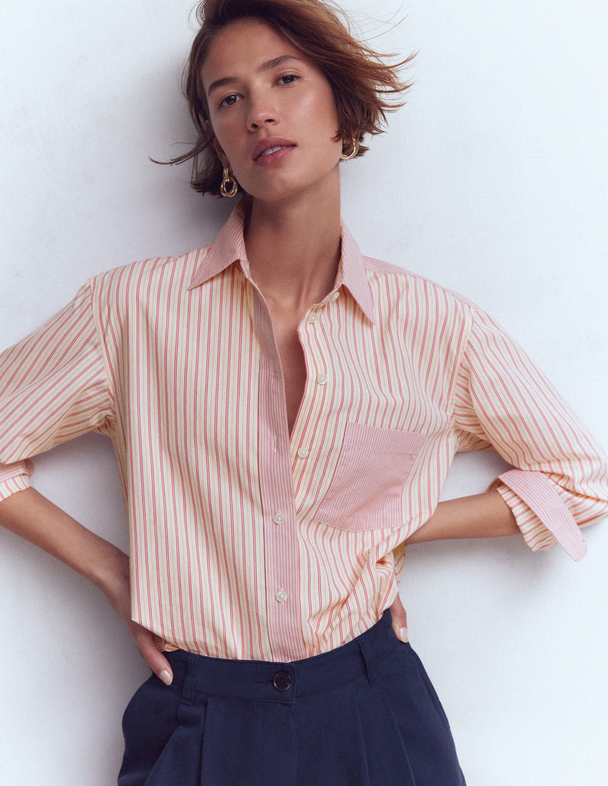 Sadie Relaxed Cotton Shirt-Pink Stripe Hotch | Boden USA