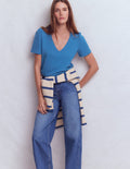 Sophie V-neck Slub T-shirt-Vallarta Blue