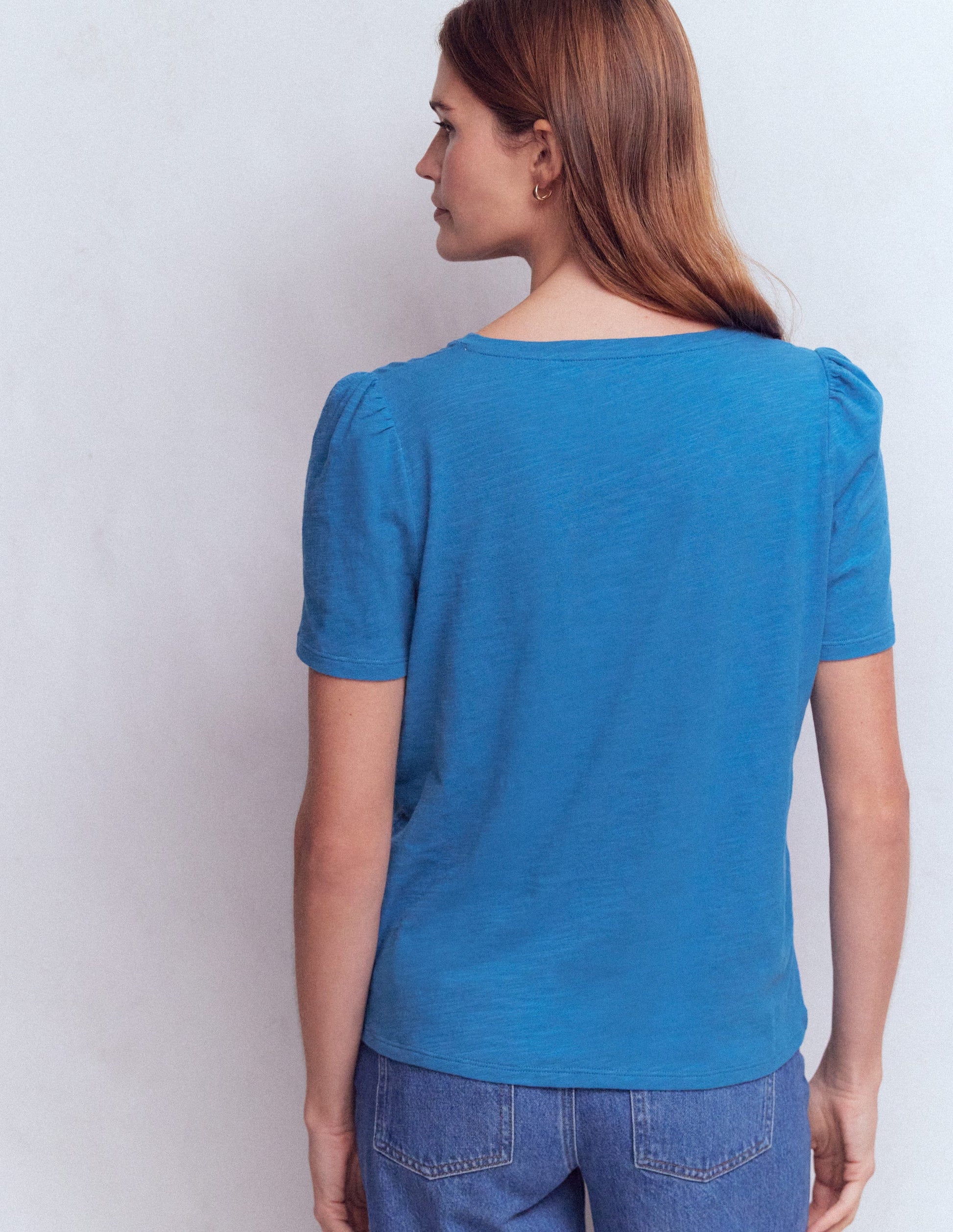 V Neck Slub T-shirt-Vallarta Blue-3