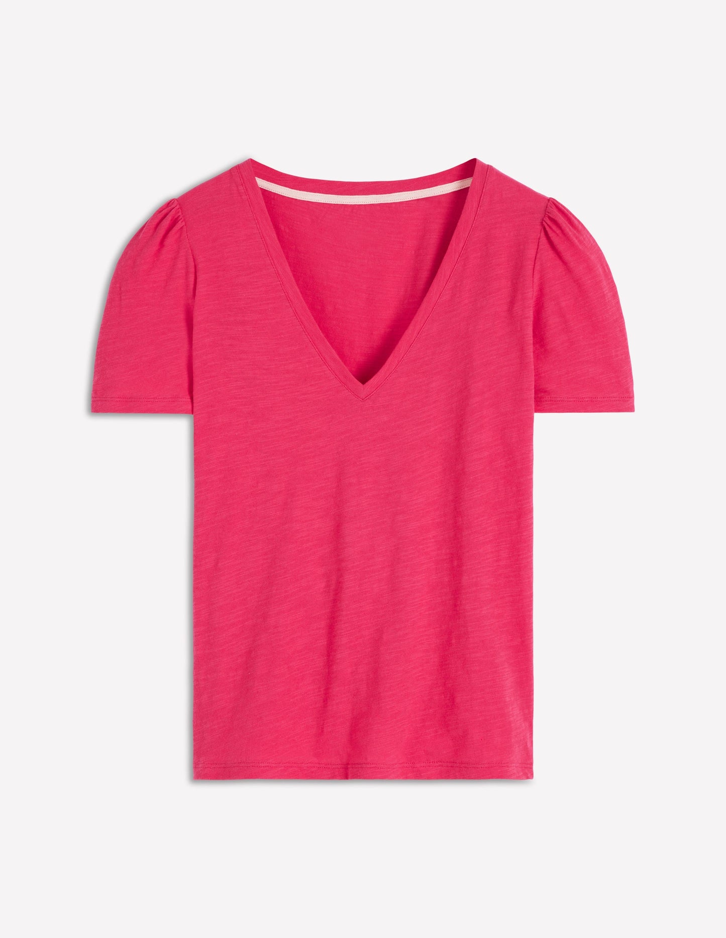 V Neck Slub T-shirt-Virtual Pink