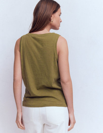 Regular V-Neck Slub Tank-Capulet Olive-3