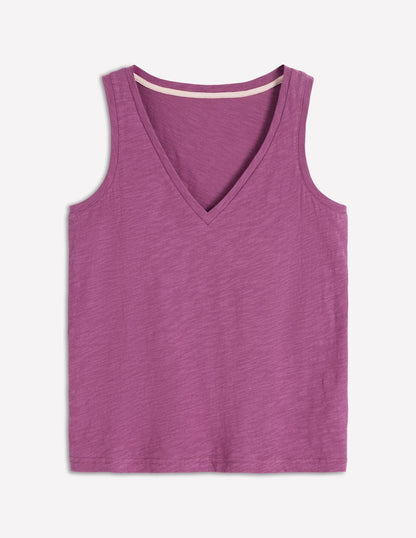 Regular V-Neck Slub Tank-Damson-5