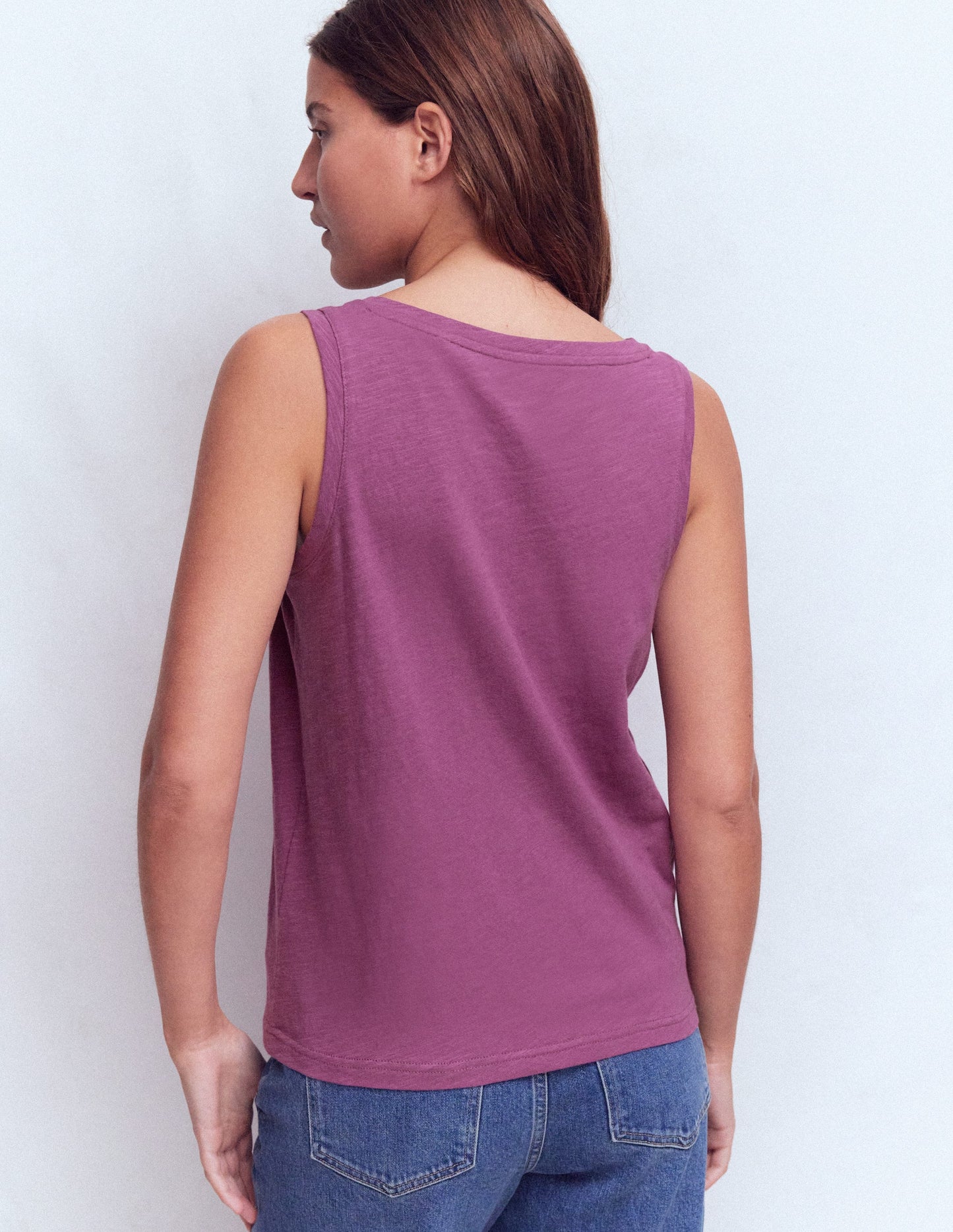 Regular V-Neck Slub Tank-Damson