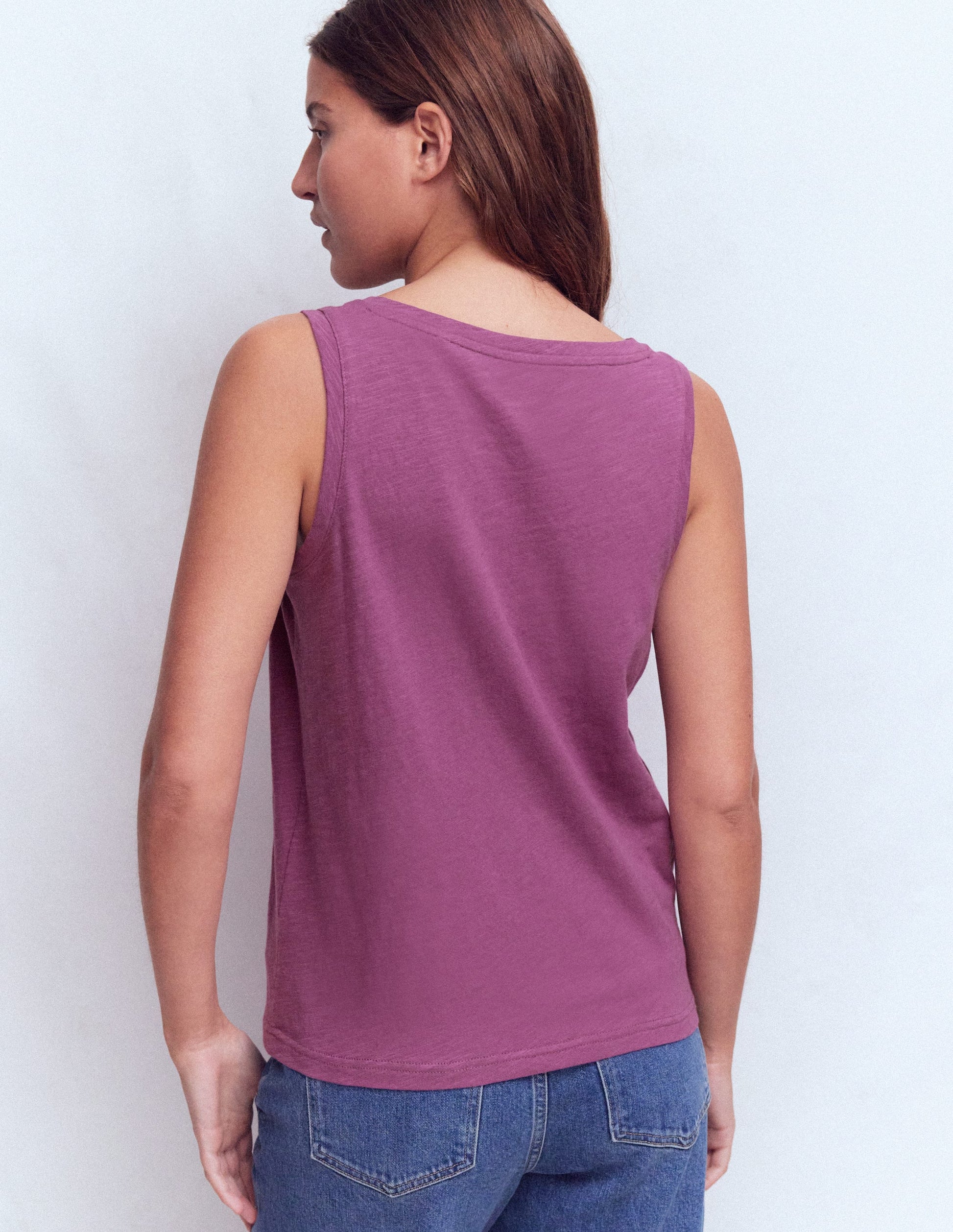 Regular V-Neck Slub Tank-Damson-3