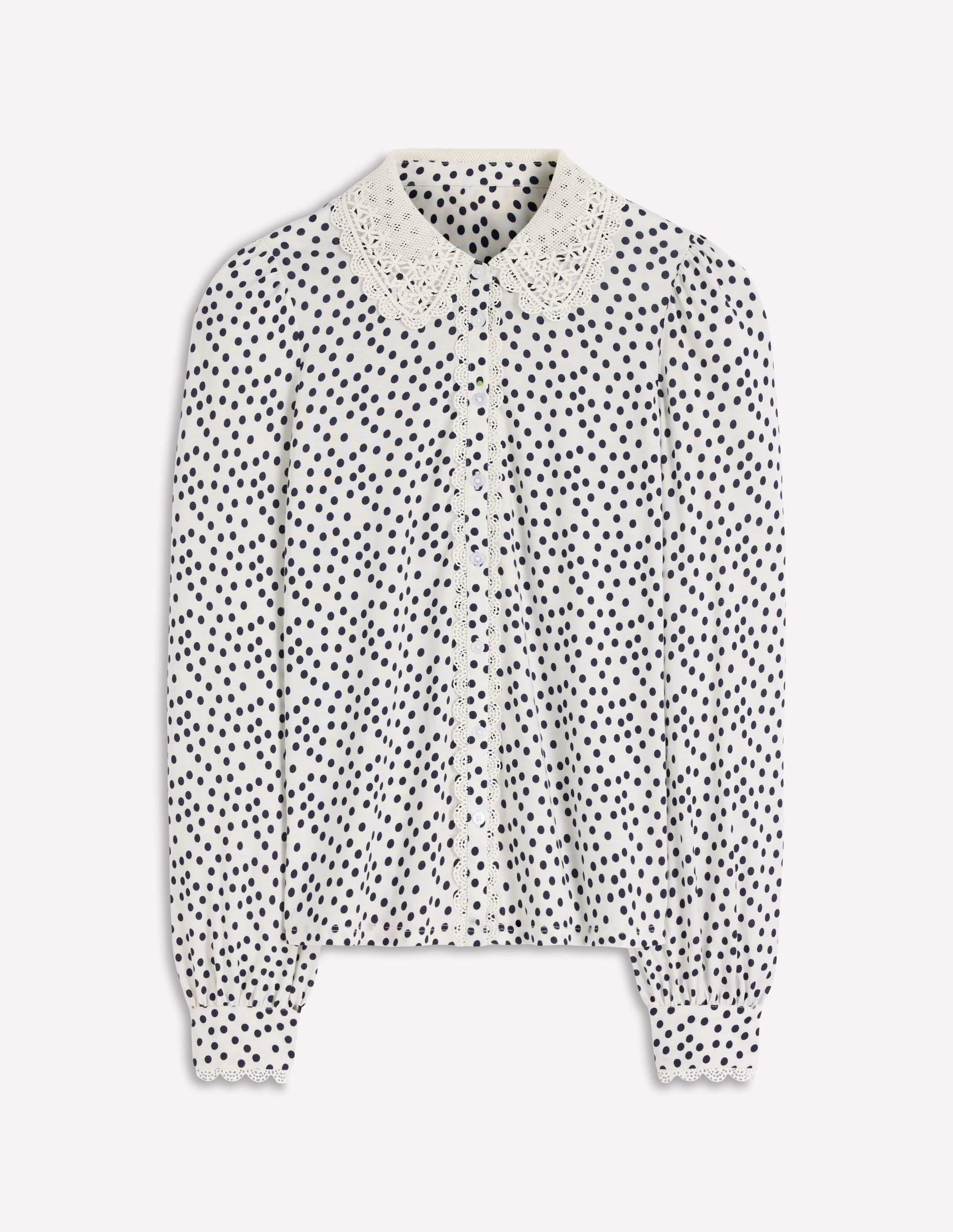 Lace Collar Blouse-Ivory, Painted Dot - Image 4