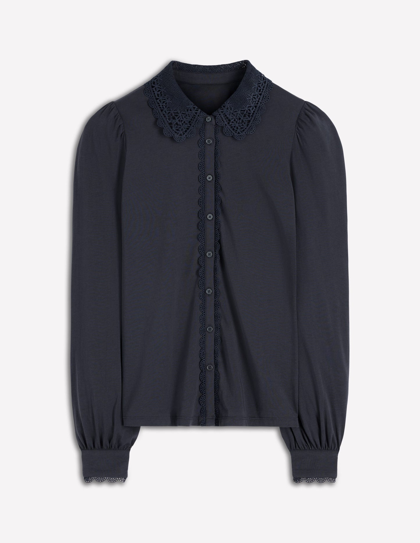 Lace Collar Blouse-Navy
