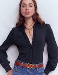 Lace Collar Blouse-Navy