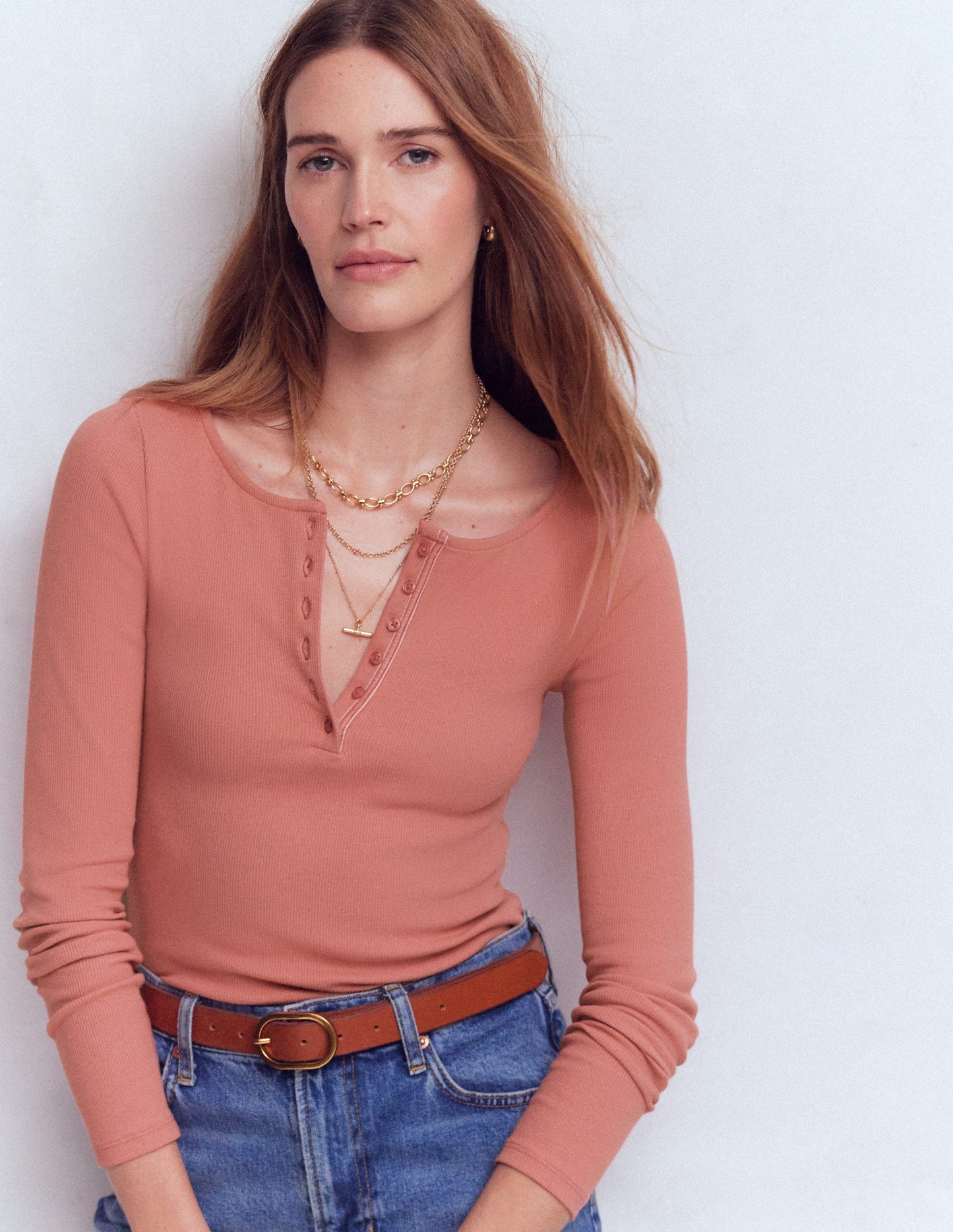 Rib Henley-Vintage Rose