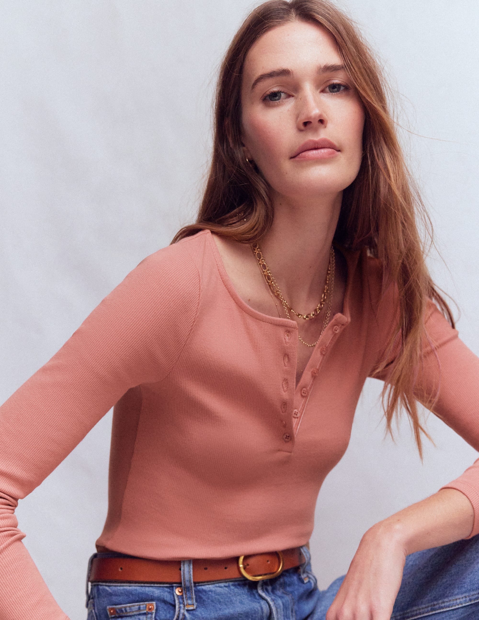 Rib Henley-Vintage Rose - Image 4