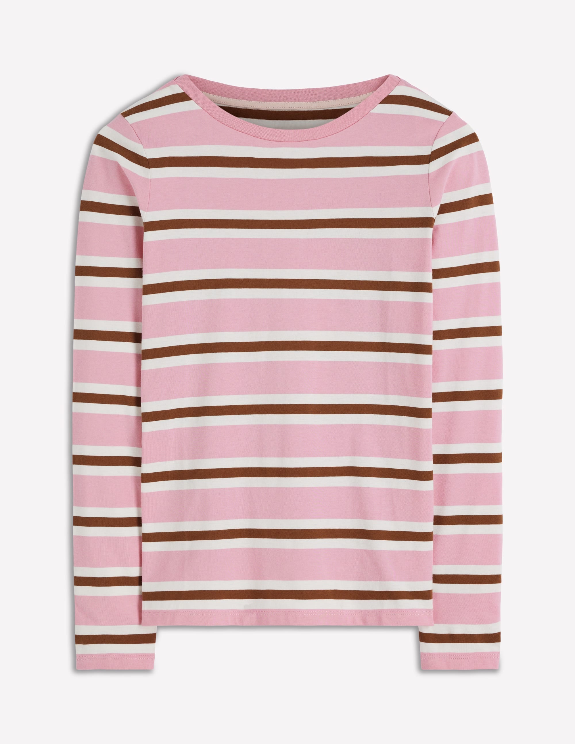 Olivia Long Sleeve Breton-Formica Pink and Russet Stripe - Image 6
