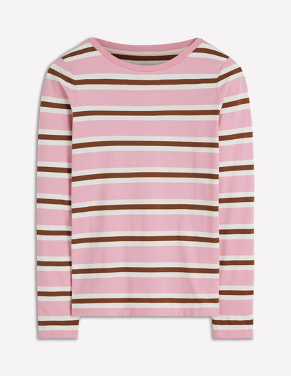 Olivia Long Sleeve Breton-Formica Pink and Russet Stripe-6