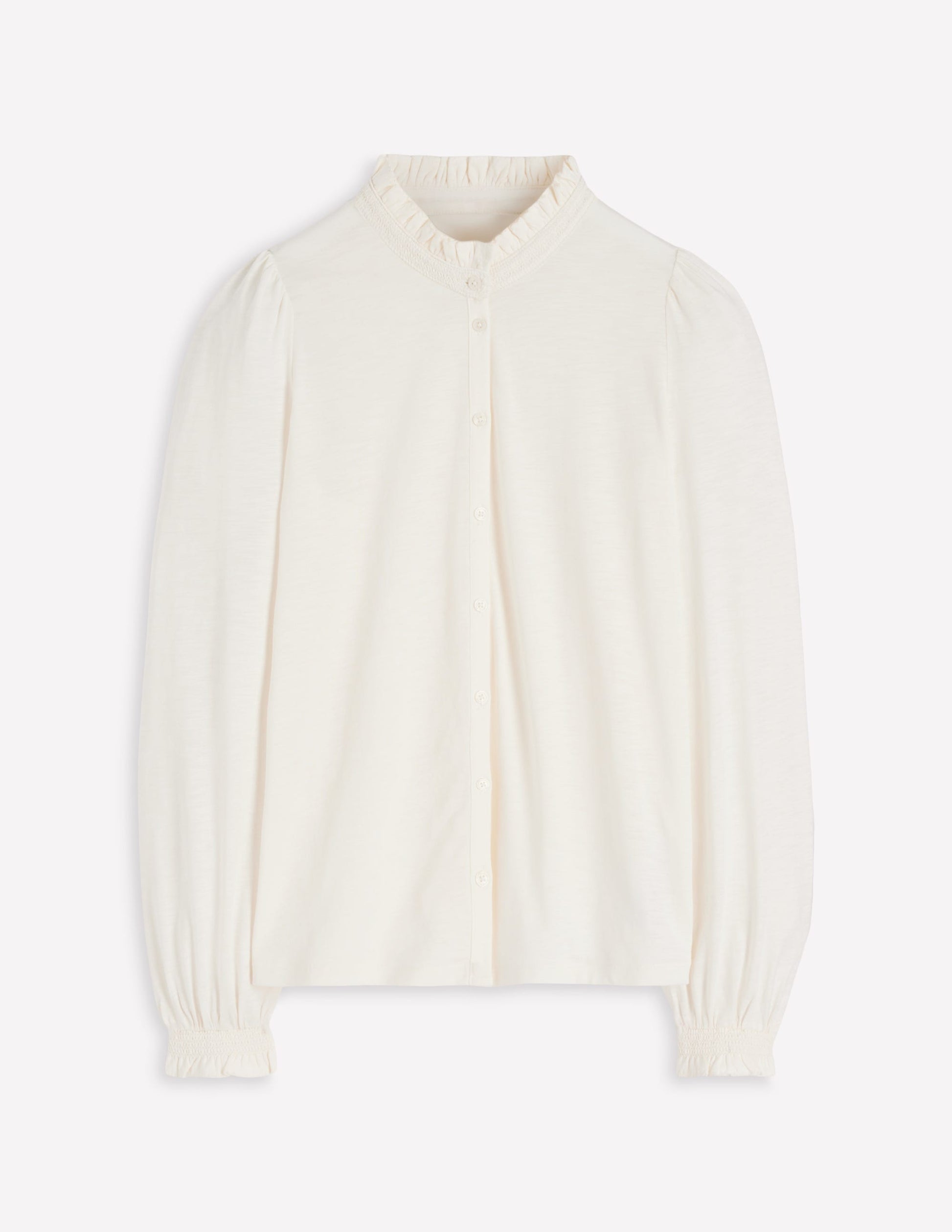 Effie Smocked Detail Shirt-Ivory-5