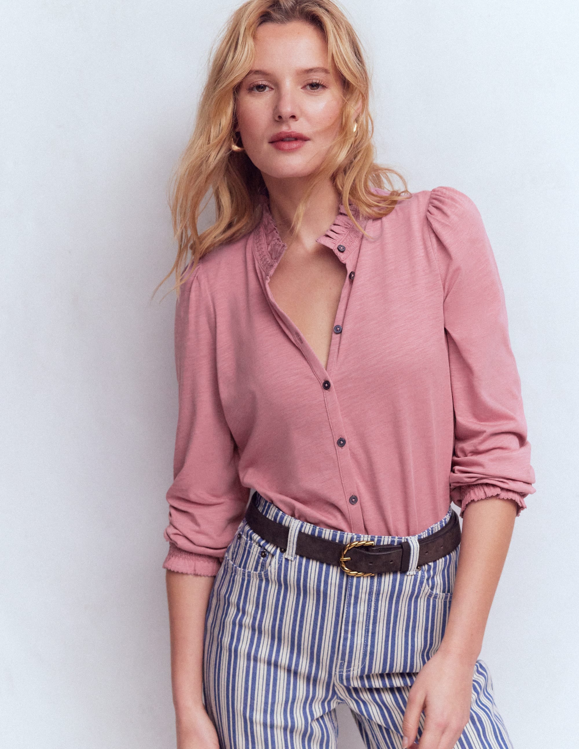 Effie Smocked Detail Shirt-Lilas - Image 4