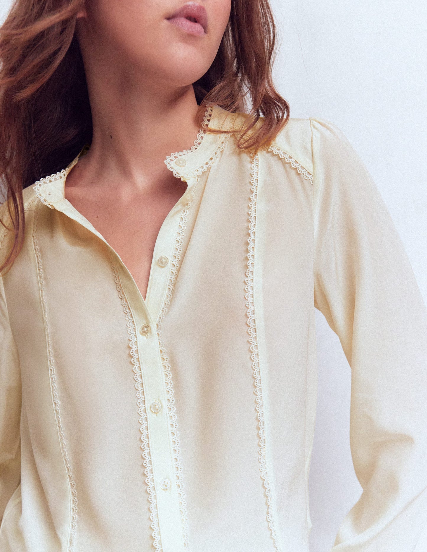 Rhea Trim Detail Silk Top-Ivory