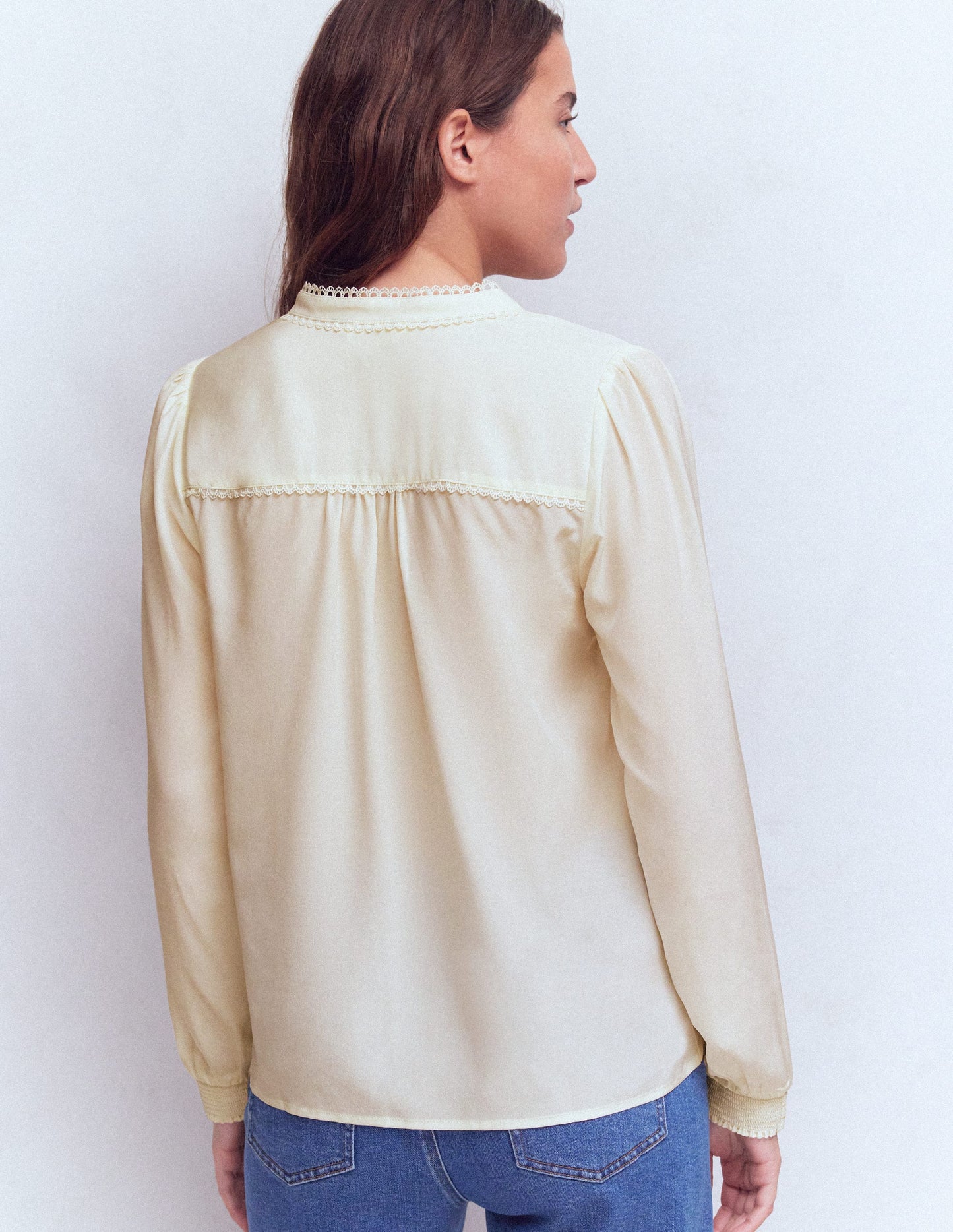 Rhea Trim Detail Silk Top-Ivory