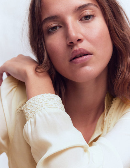 Rhea Trim Detail Silk Top-Ivory-4