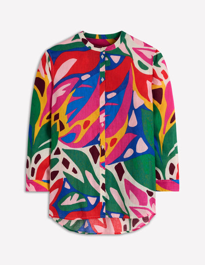 Longline Linen Shirt-Multi, Leafy Cascade-6