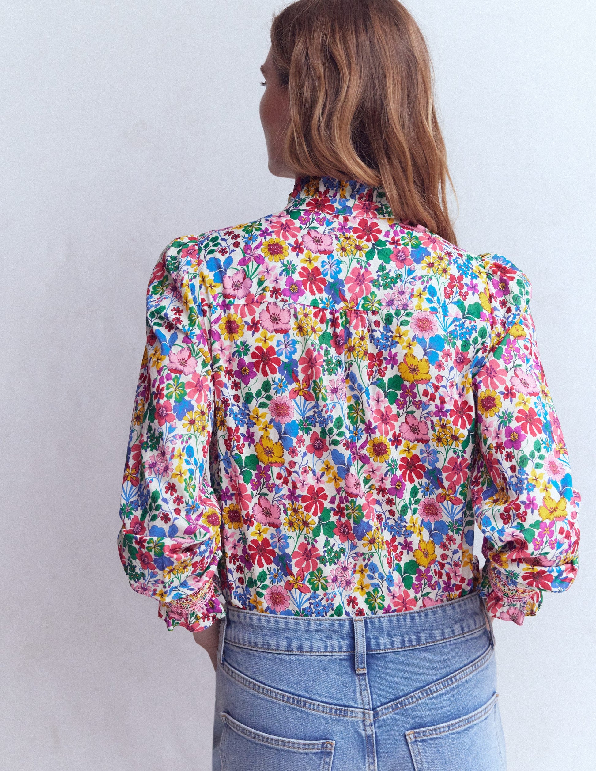 Esme Smocked Detail Frill Top-Multi, Blossoming Garden-4