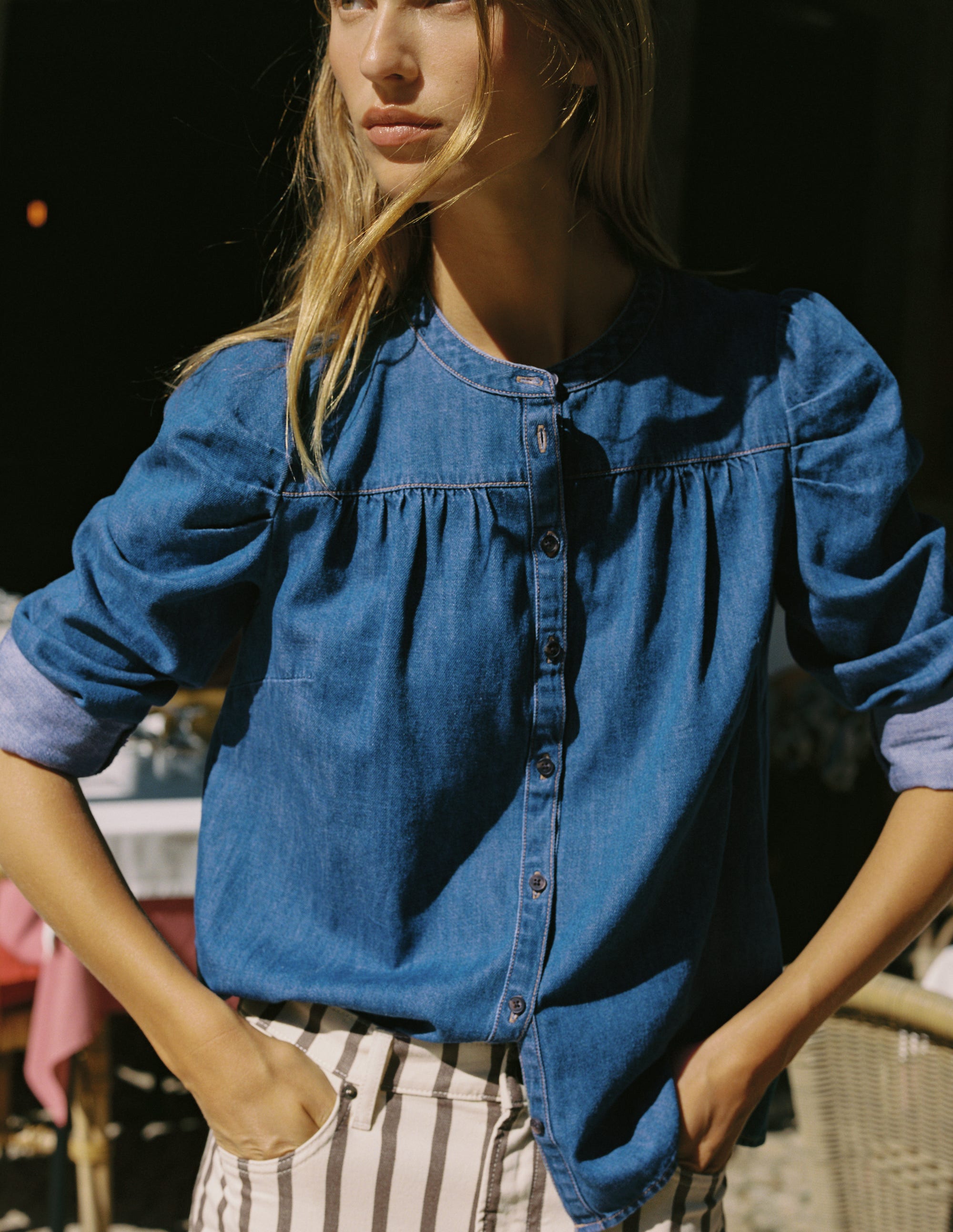 Mutton Denim Shirt-Mid Blue - Image 5
