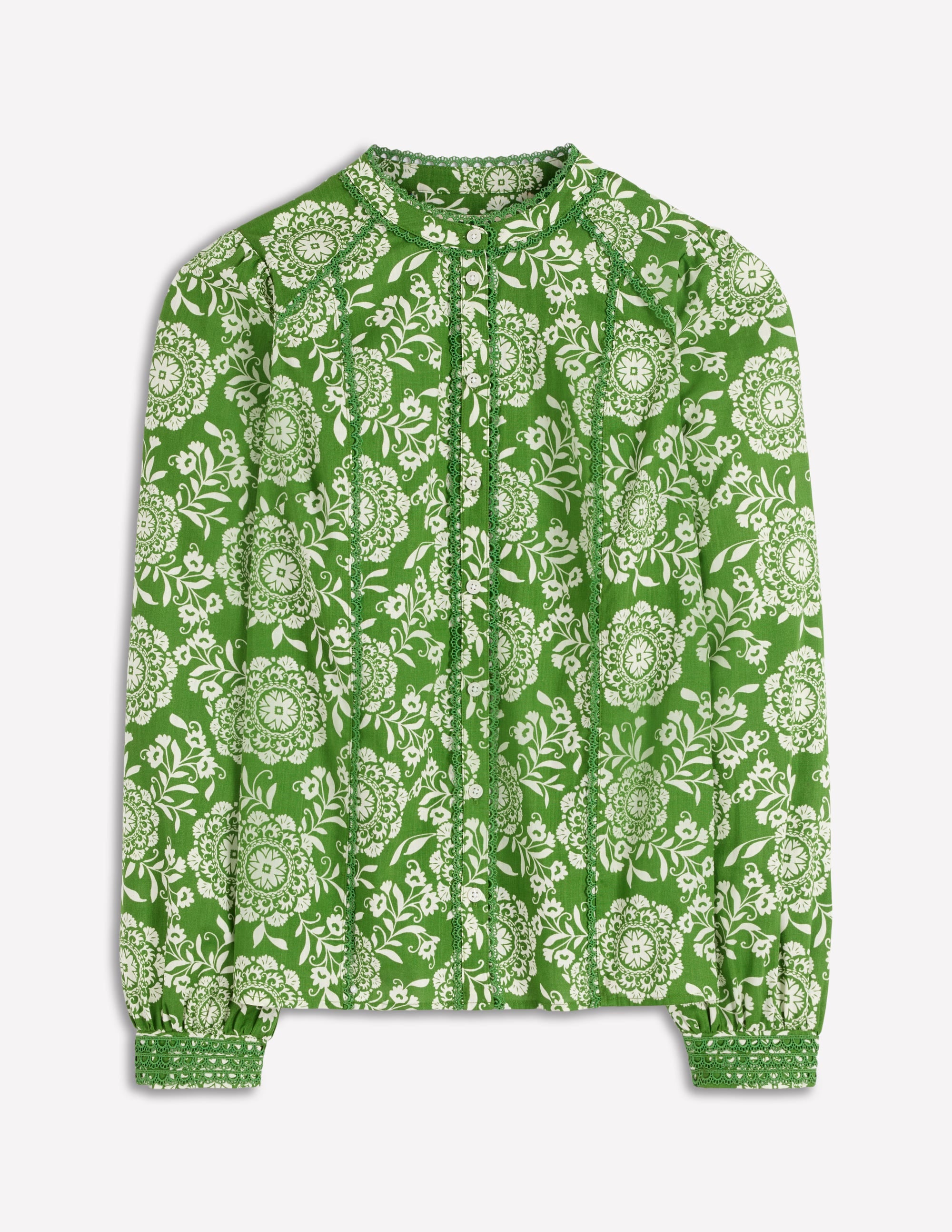 Rhea Trim  Insert Cotton Top-Green, Decorative Blossom - Image 5