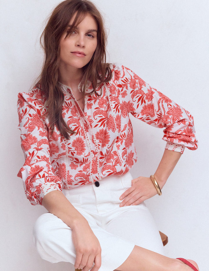 Rhea Trim  Insert Cotton Top-Pink, Elegant Blossom