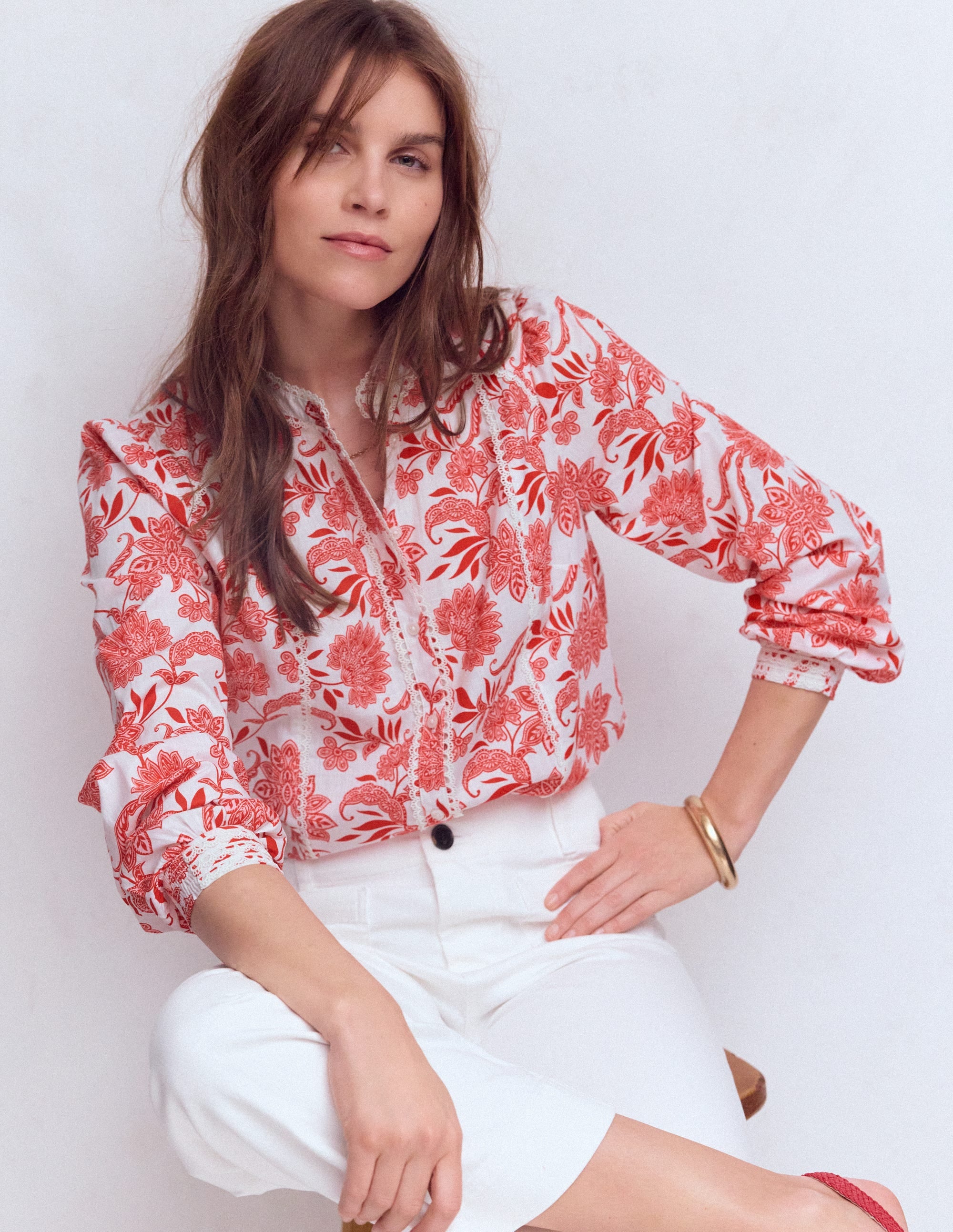 Rhea Trim  Insert Cotton Top-Pink, Elegant Blossom - Image 1