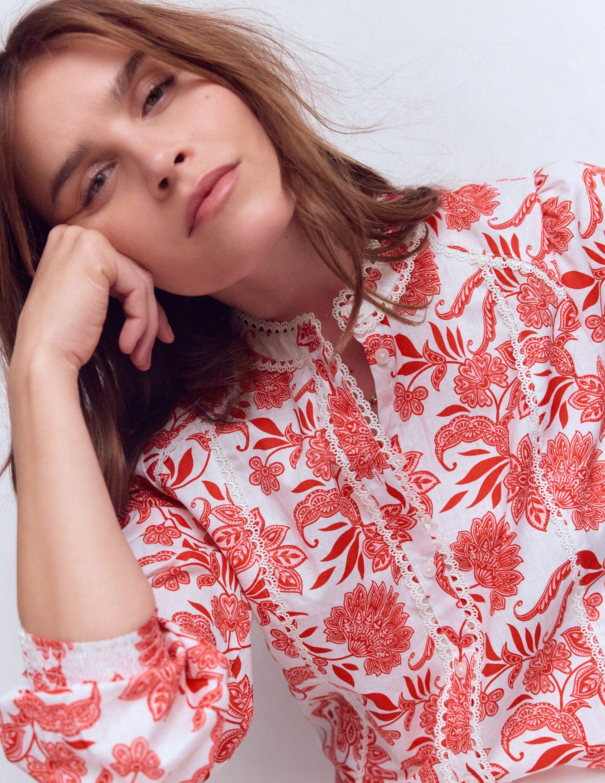 Rhea Trim  Insert Cotton Top-Pink, Elegant Blossom-2