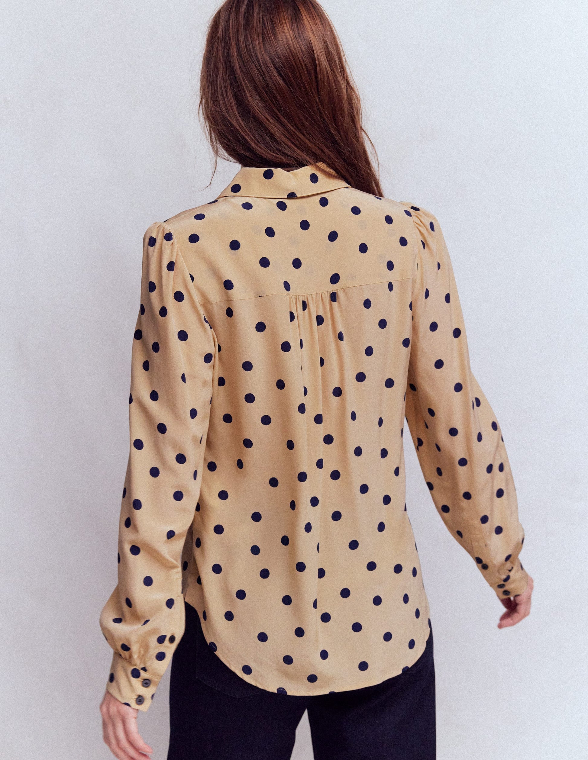 Sara Silk Shirt-Safari, Painted Dot-3
