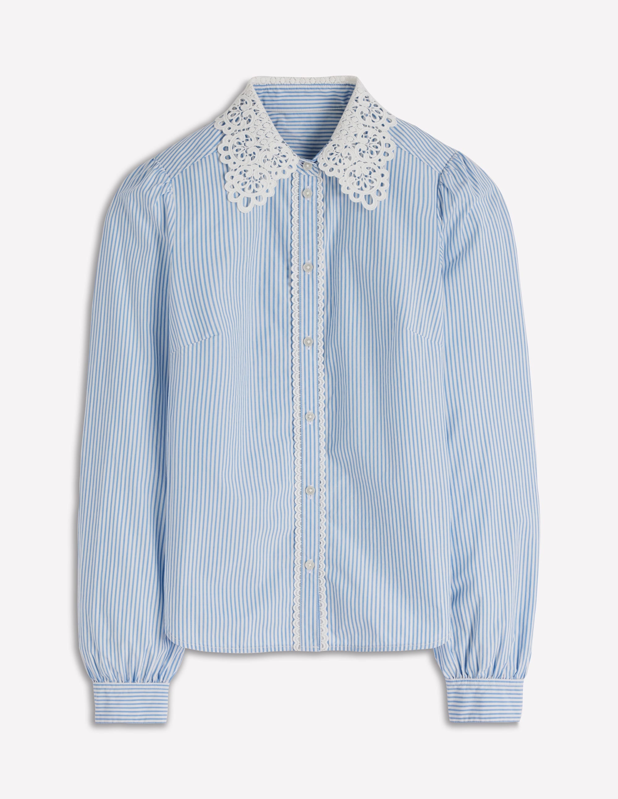 Cara Cotton Shirt-Blue and white stripe - Image 5