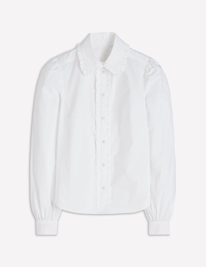 Cara Cotton Shirt-White Ruffle-5