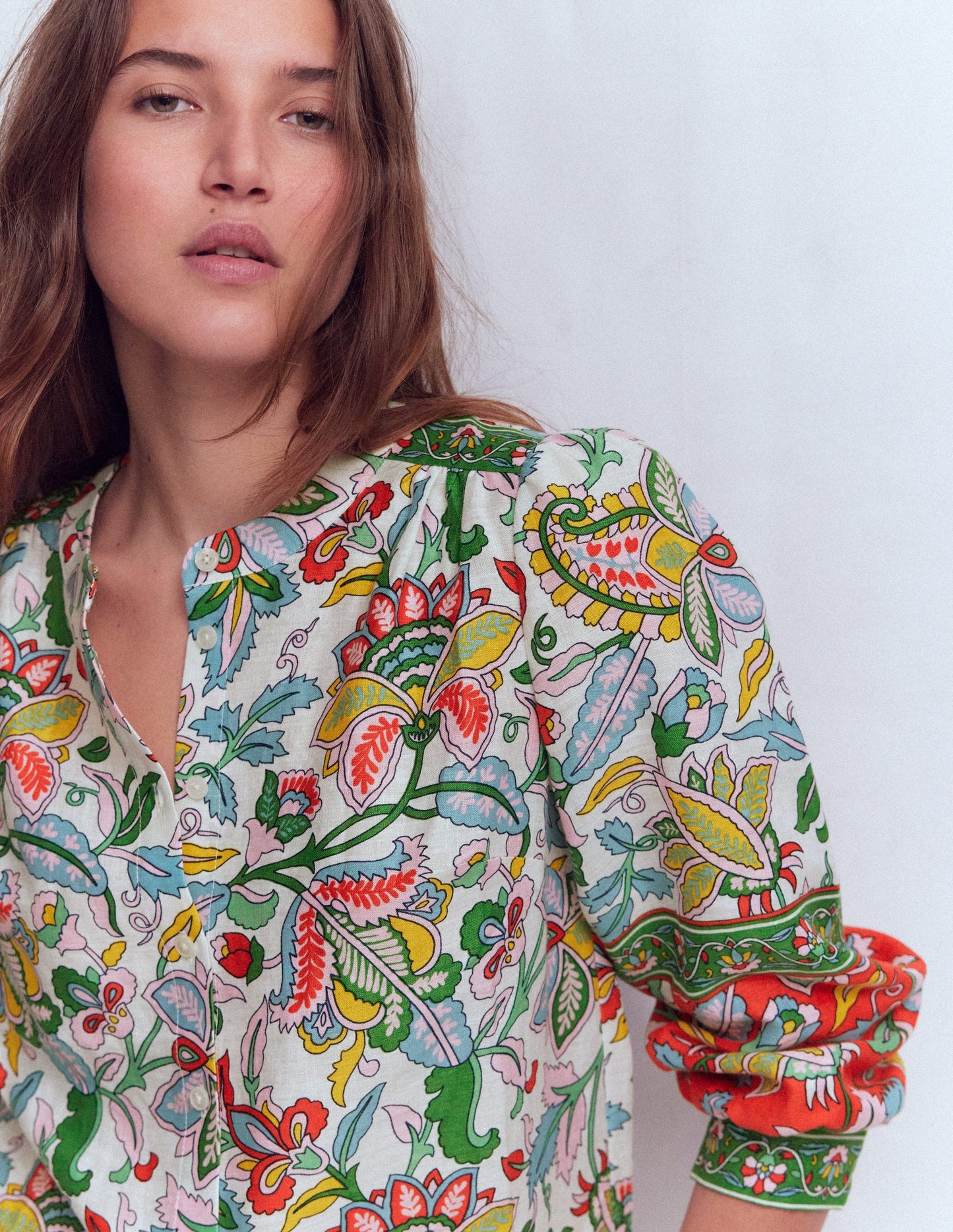 Alicia Linen Top-Multi, Botanical Trail