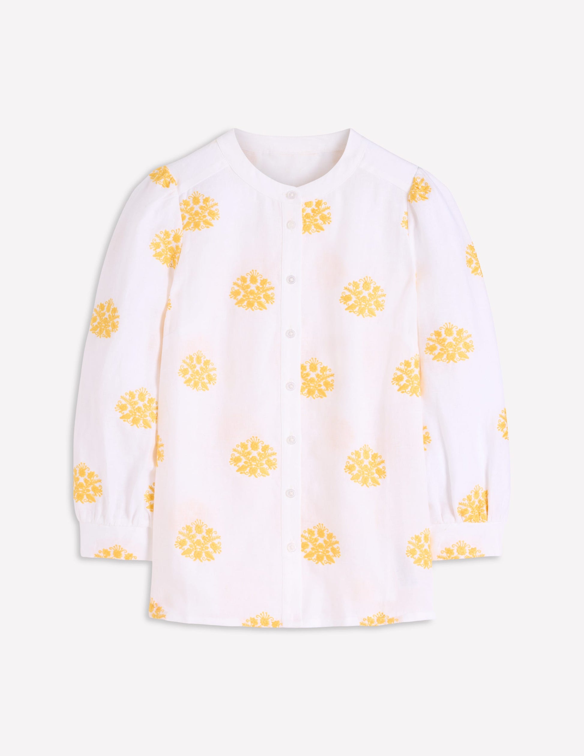 Alicia Linen Top-White yellow embroidery-6