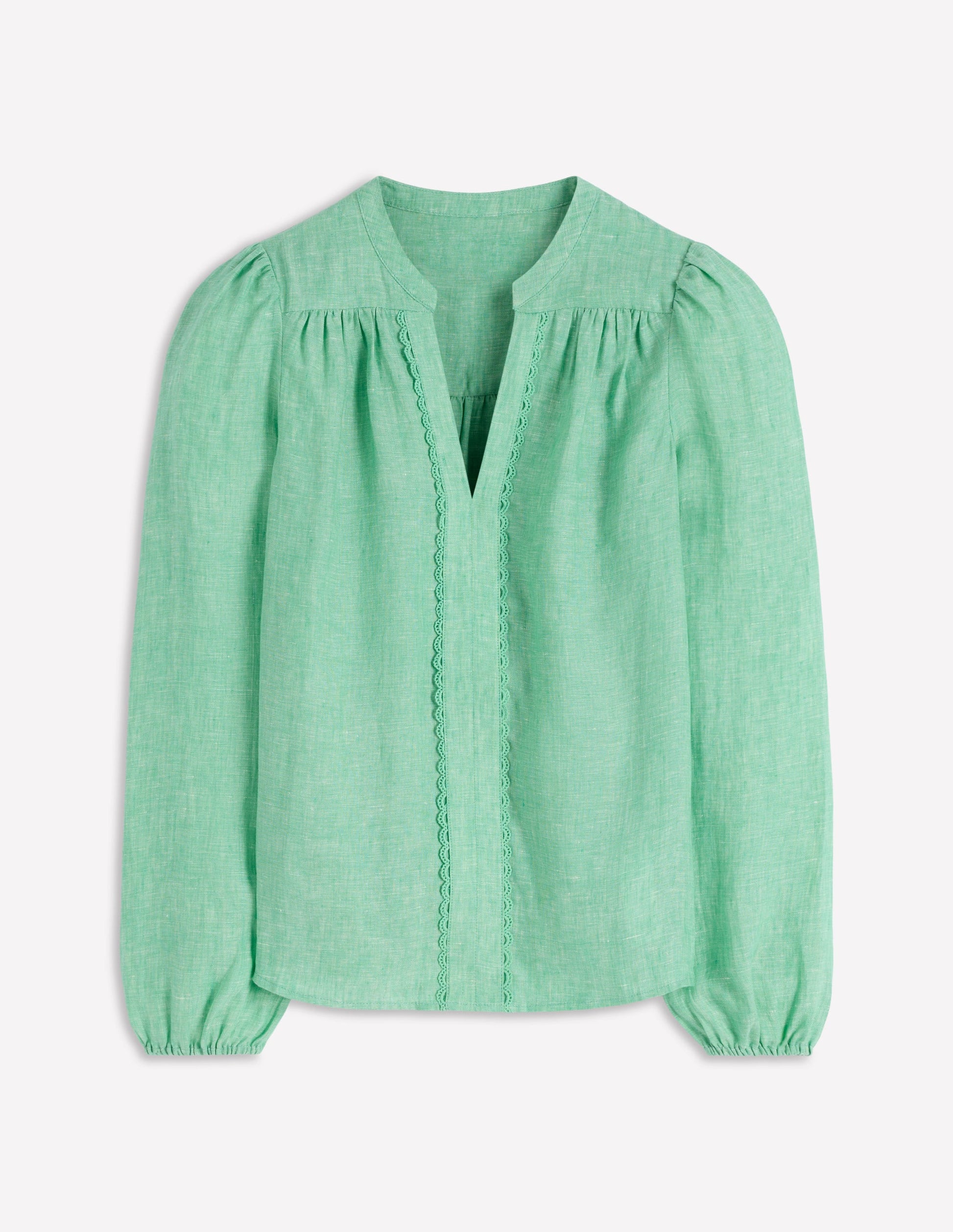 Linen Trim Insert Top-Aloe Green Chambray-6