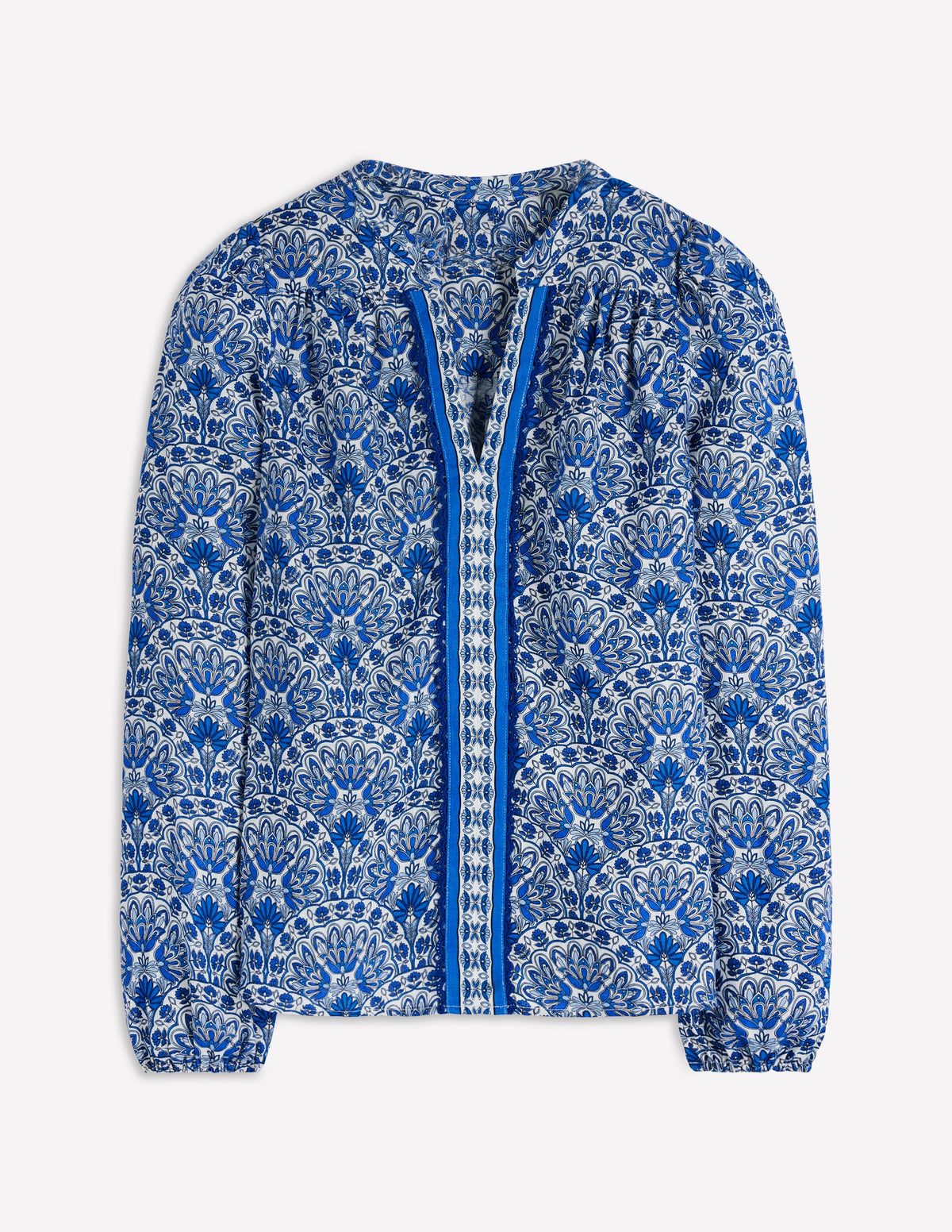 Linen Trim Insert Top - Blue, Elaborate Terrace | Boden USA