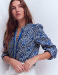 Linen Trim Insert Top-Blue, Elaborate Terrace